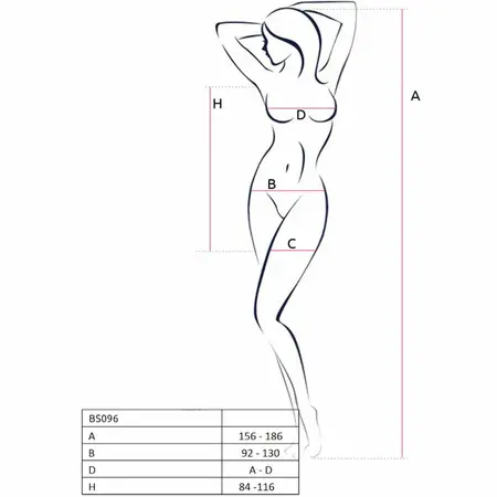PASSION BS096 Crveni Bodystocking One Size - Mesh & Čipka Dizajn