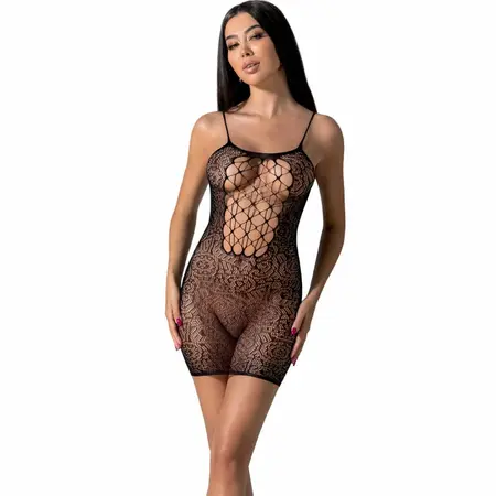 PASSION BS096 Crni Mesh Bodystocking One Size - Elegantan Stretch Dizajn