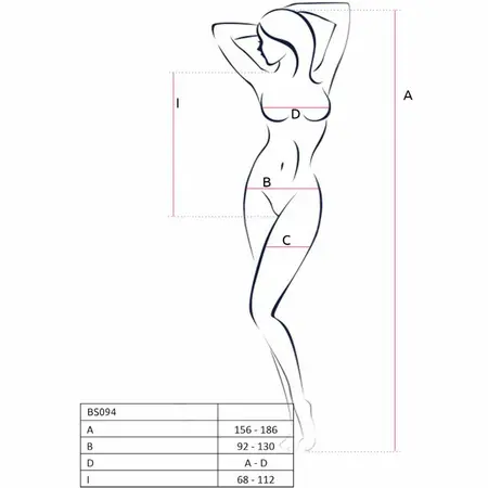 PASSION BS094 Crni Bodystocking - Elegantan Mesh Dizajn, One Size