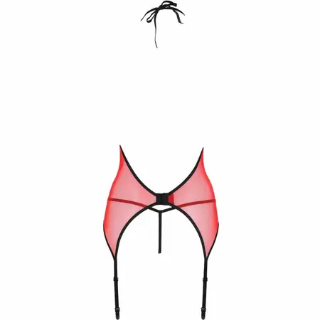 Passion Peonia Corset Crveni L/XL - Elegantan Čipka & Tilo Lingerie Set