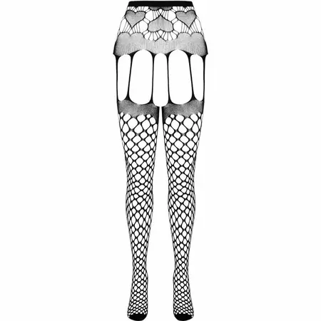 PASSION ECO S009 Black - Eco-Friendly Bodystocking with Strappy Panties