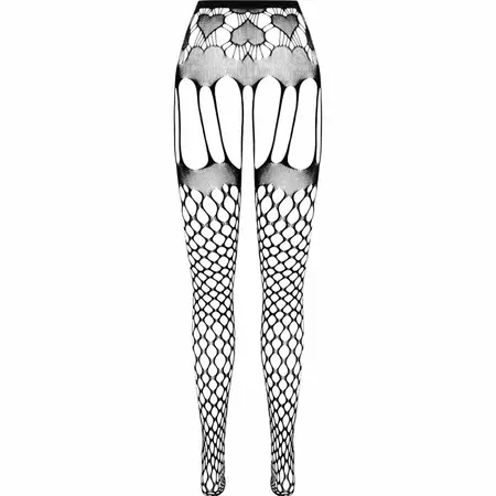 PASSION ECO S009 Black - Eco-Friendly Bodystocking with Strappy Panties