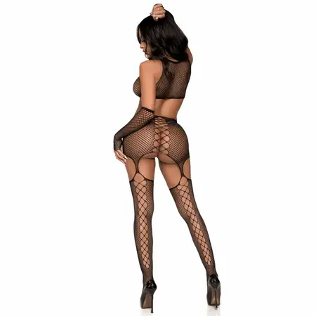 Leg Avenue Garter Dress with Gloves One Size - Elegant Net Pattern Set