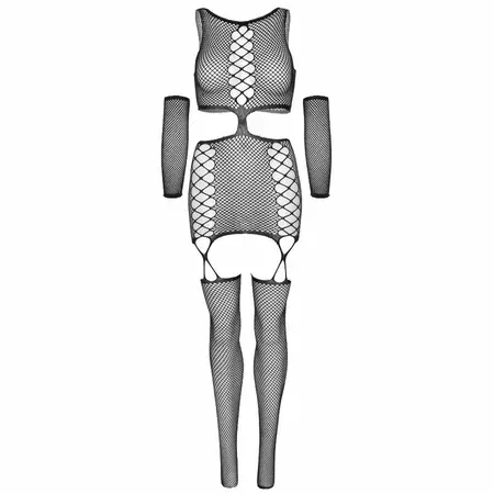 Leg Avenue Garter Dress with Gloves One Size - Elegant Net Pattern Set