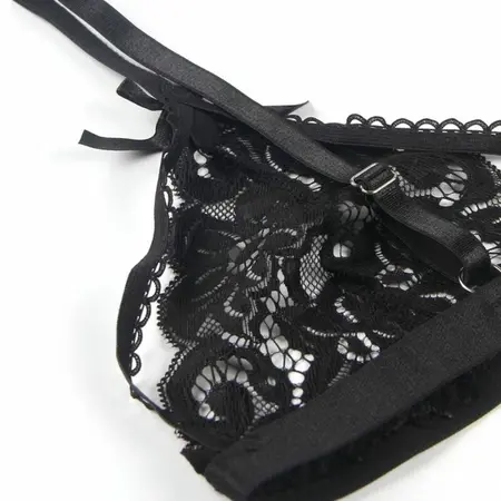 Subblime Three-Piece Lingerie Set S/M Black - Bra, Garter Belt & Thong