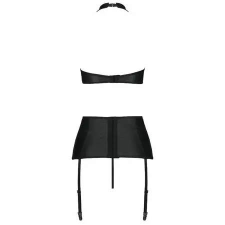 Passion Nancy L/XL Three-Piece Set Eco Leather Black Strappy Design