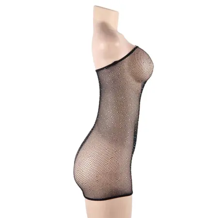 Queen Lingerie Net Body Dress with Decorative Stones S-L Black