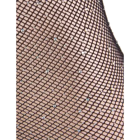 Queen Lingerie Net Body Dress with Decorative Stones S-L Black