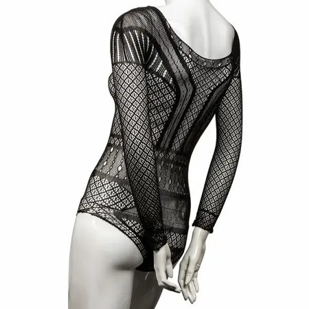CalExotics Scandal Mesh Lace Shoulder Bodysuit One Size Crna