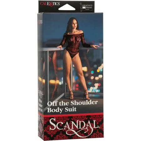 CalExotics Scandal Mesh Lace Shoulder Bodysuit One Size Crna