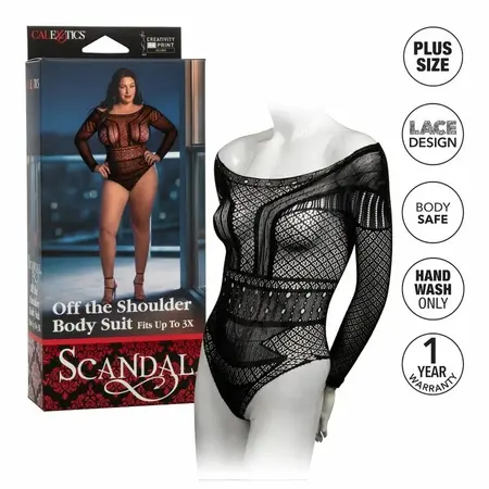 CalExotics Scandal Off-Shoulder Bodysuit Plus Size Lace 3X