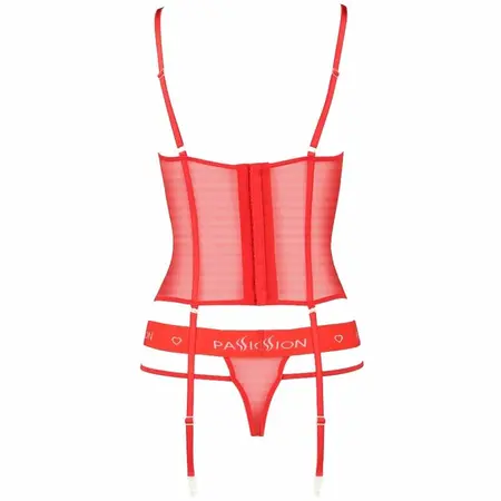 Passion Kyouka Korzet Crveni L/XL - Podesive Trake i Odgovarajući Tanga