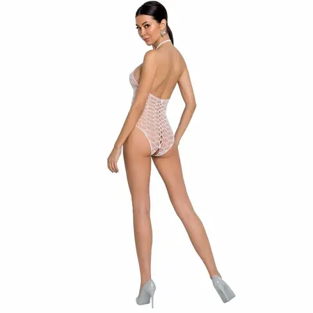 Passion BS087 Bodystocking Bela Mrežasto Čipkana One Size