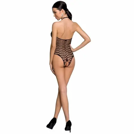 Passion BS087 Crna Mrežasta Bodystocking sa Čipkanim Detaljima One Size