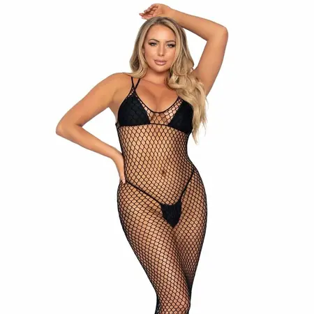Leg Avenue Woven Twist Net Maxi Haljina, One Size, Crna Elegantna Mreža