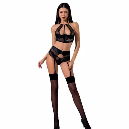 Passion Woman Scarlet Set Black L/XL - Elegant Three-Piece Lingerie Set