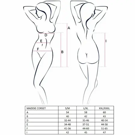 Passion Maddie Black Corset Set L/XL - Elegant Lingerie Ensemble