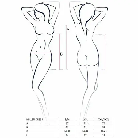Passion Hellen Collection Elegant Black Dress & Thong Set L/XL