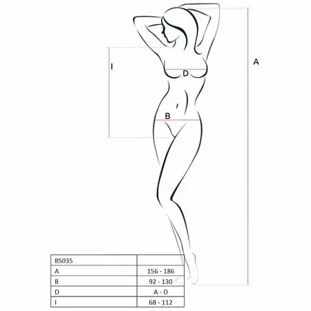 Passion BS035 Red Bodystocking Fishnet Design One Size