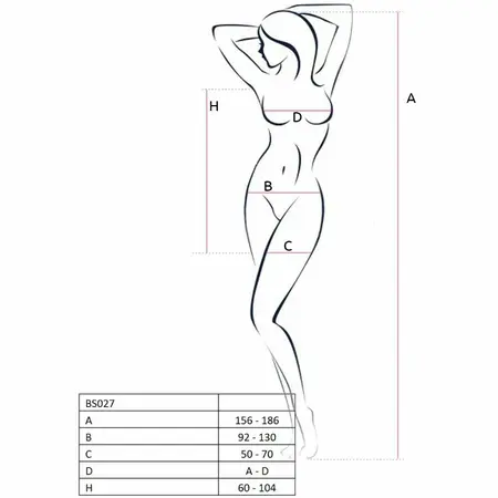Passion BS027 Bodistocking Crni Dizajn Haljine Mreža Jedna Veličina