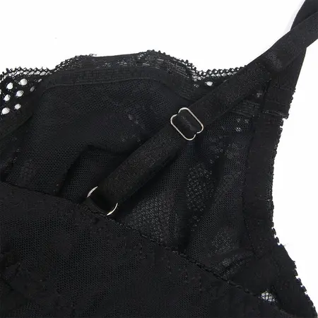 SUBBLIME 955625 Black Lace Bodysuit with Adjustable Closure L/XL