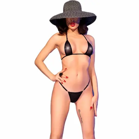 Chilirose CR 4840 Mikro Bikini Crna S/M - Elegantan Til i Rhinestone Detalji