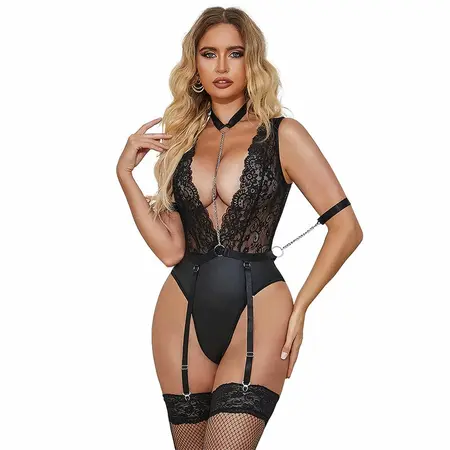 Subblime 954383 Elegantno telo sa podvezicama crno S/M