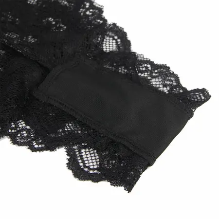 Subblime 930806 Elegant Mesh Bodysuit with Ruffles Black S/M