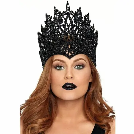 Leg Avenue Crown Black Glitter Blue Jewel - Elegant Party Accessory