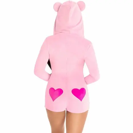 Leg Avenue Velvet Teddy Bear Bodysuit Pink M - Soft Zip-Up Costume