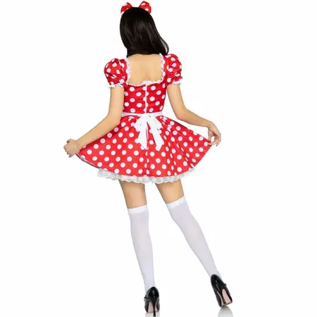Leg Avenue Polka Dot Retro Dress & Bow Headband Red/White Size S