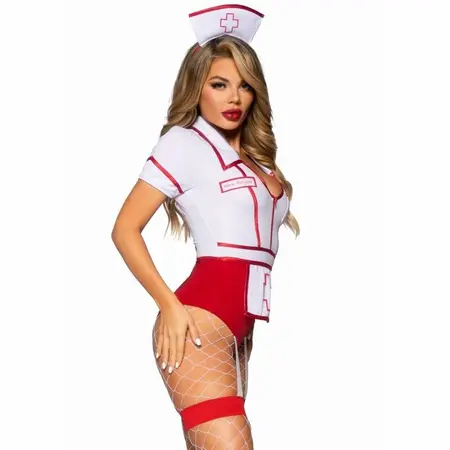 Leg Avenue Kostim medicinske sestre crveno/belo M - Telo bez naramenica i dodaci