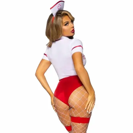 Leg Avenue Nurse Uniform Red/White S - Strapless Bodysuit Costume Set