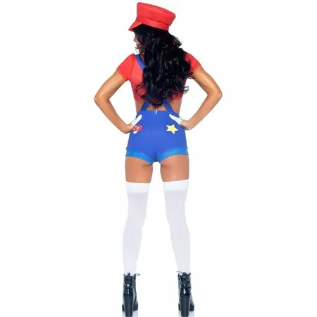 Leg Avenue Mario inspirisani crveno/plavi kostim set sa kapom, Veličina M