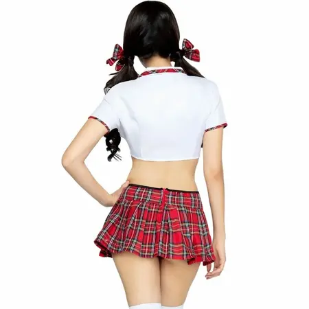 Leg Avenue Miss Collegiate Costume Red/White S/M - Classic School Style