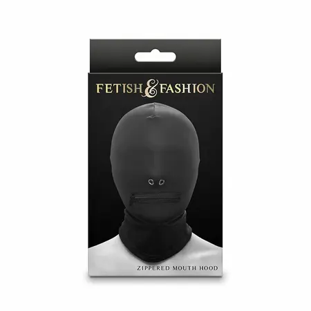 NS Novelties Fetish & Fashion Nylon Hood Black with Zippered Mouth Opening
