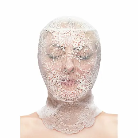 NS Novelties Fetish & Fashion Lace Hood White - Breathable One-Size Mask