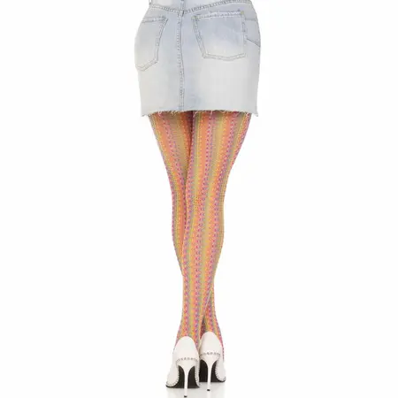 Leg Avenue Višebojne Heklane Čarape - Duga Mreža, One Size