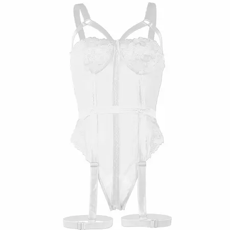 Subblime Čipkasti Teddy L/XL Beli - Elegantan Bodysuit sa Podvezicama