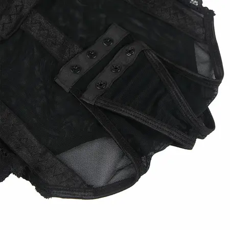 Subblime Teddy S/M Crni - Elegantan Čipkasti Bodysuit sa Podvezicama