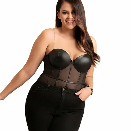 Subblime Bodysuit Crni Metalni Lanci Trake Underwire L/XL
