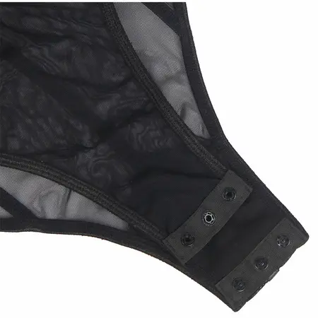 Subblime Bodysuit S/M Crni - Metalni Lanac Trake, Proziran Dizajn