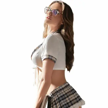 Subblime Cosplay Outfit Školski Stil Set Beli i Karirani S/M