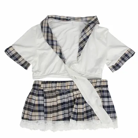 Subblime Cosplay Outfit Školski Stil Set Beli i Karirani S/M