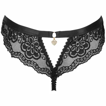 Livco Corsetti Fashion Oksurin Panty Black Lace with Decorative Crystal