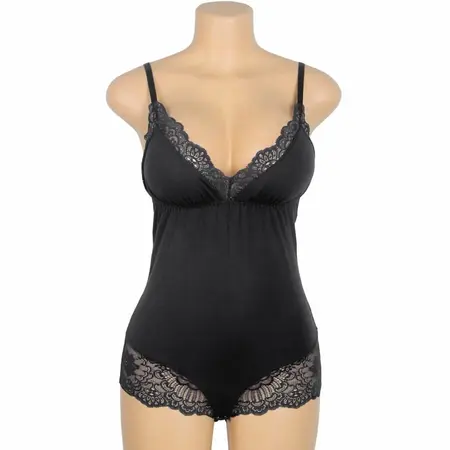 Subblime Crni Cvetni Čipkani Tedini L/XL – Elegantno Podesivo Donje Rublje