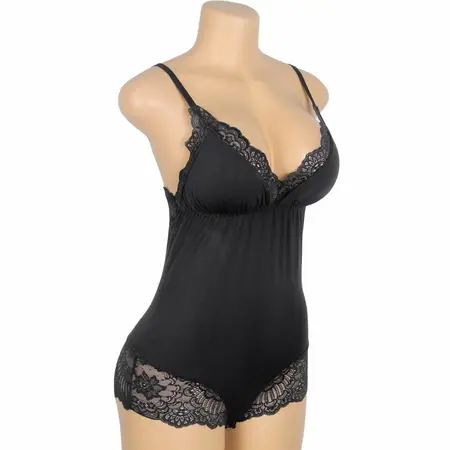 Subblime Crni Cvetni Čipkani Tedini L/XL – Elegantno Podesivo Donje Rublje