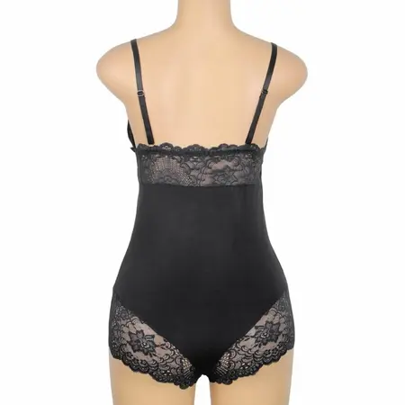 Subblime Crni Cvetni Čipkani Tedini L/XL – Elegantno Podesivo Donje Rublje