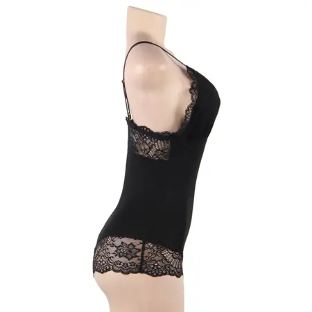 Subblime Crni Cvetni Čipkani Tedini L/XL – Elegantno Podesivo Donje Rublje