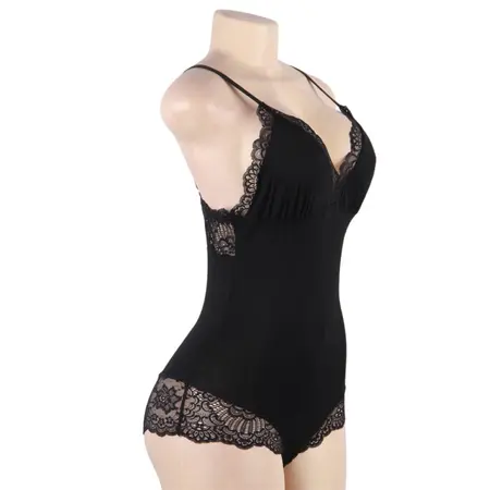 Subblime Crni Cvetni Čipkani Tedini L/XL – Elegantno Podesivo Donje Rublje